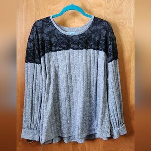Maurices Black and Gray Lace Blouse